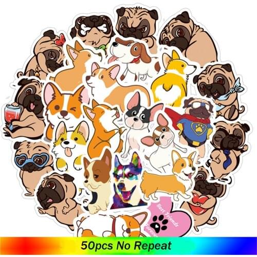 50pcs Cute Cartoon Koji Sharpei Husky Dog Stickers For Laptop Adesivos Craft Supplies Scrapbooking Material Christmas Sticker