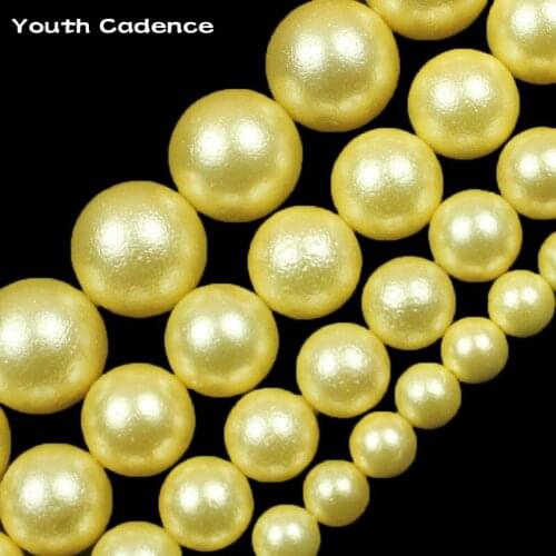 Natural Matte Gold Shell Pearl Beads Round Loose Spacer Opal Beads For Jewelry Making DIY Woman Necklace Bracelets 15"