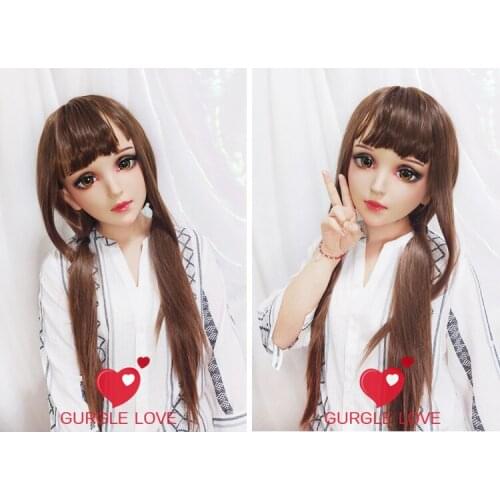 NEW-175) Female Resin Silica Dance Party Masks Halloween BJD Girl Doll Crossdresser Japan Kigurumi Anime Cosplay Mask with Wig