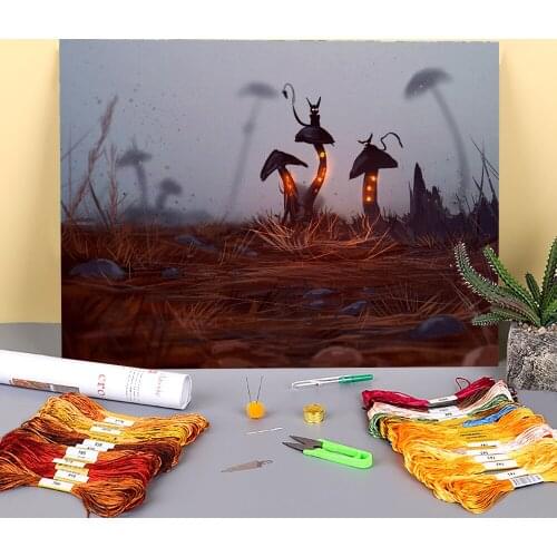 Scenery Little Creatures Printed Canvas 11CT Cross Stitch DIY Embroidery Full Kit DMC Threads Knitting Needlework Counted