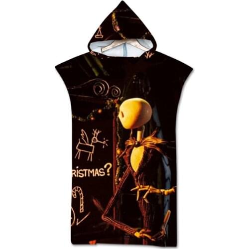 Phantom Printed Microfiber Hooded Beach Towel, Quick-drying Absorbent, Swimming Surfing Cloak Bathrobe and Cloak Bathrobe