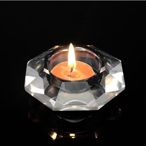 Octagon Glass Candle Holder Crystal Tealight Candlestick Centerpieces Wedding Home Decor Figurine Ornaments Gifts Creative Craft
