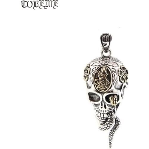 925 silver Surpent Skull Pendant vintage thai silver Snake Skeleton pendant PUNK Pendant Man Pendant