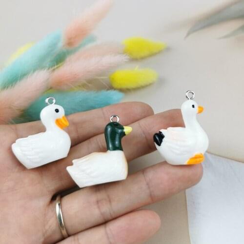 10pcs/pack 3D Resin Cute Swan Ducks Pendant Mandarin Duck Charms Fit Jewelry Findings DIY Earrings Necklace Dangle Handmade