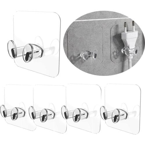 Transparent Hook Wire Rack Power Plug Storage Holder Wall Hook Cable Winder Household Products