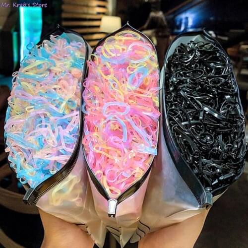 1000PCS Disposable Rubber Bands Elastic Hair Ties Rings Band Kids Girl Ponytails