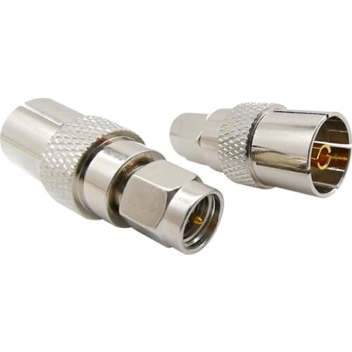 SMA Male to TV Female RF Coaxial Adapter IEC PAL DVB-T TV Female Jack to SMA Male Plug Straight Nickel Plating Cable Connector