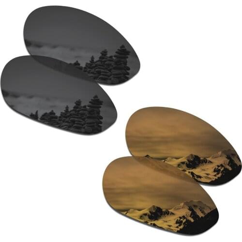 SmartVLT 2 Pairs Polarized Sunglasses Replacement Lenses for Oakley Minute 2.0 Stealth Black and Bronze Gold