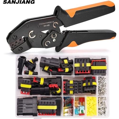 SN-48B Crimping Pliers Car Electrical Wire Connector Plug Automotive Waterproof 1/2/3/4 Pin Motocycle Truck Harness Male Female