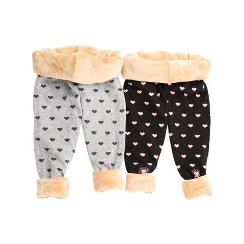 Big Kids Warm Cotton Trousers for Girls Autumn & Winter Cartoon Childrens Cashmere Thicken Bottom Trousers Clothing Wholesale