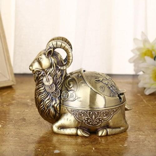 Creative Sheep Ashtray Metal Windproof Anti-fall Ash Tray with Lid Office Home Fashion Decorated Ornaments Smoking Holder