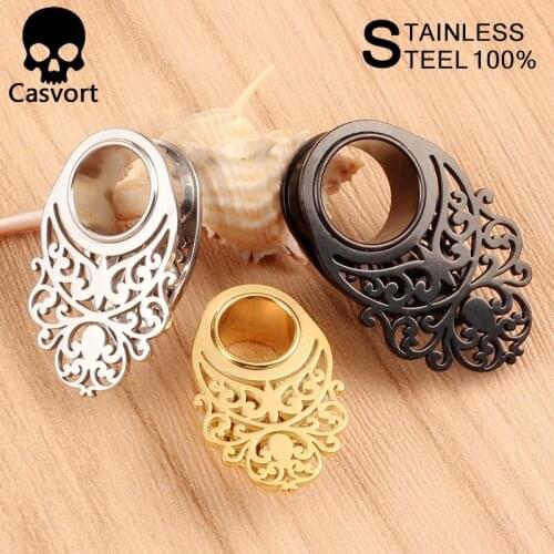 Casvort 10pcs/lot Ear Plugs Tunnels 316L Stainless Steel Dangle Piercing Earrings Gauges Expander Body Jewelry pair selling