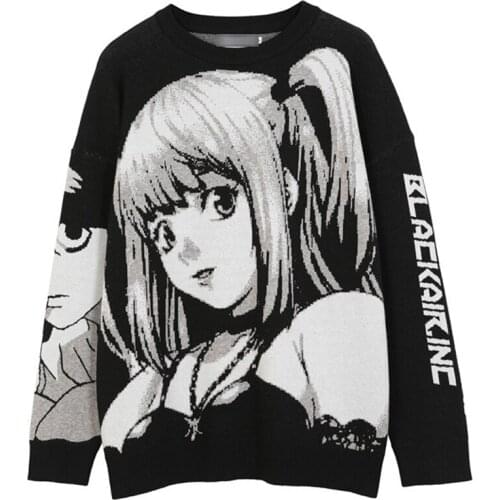 Harajuku Japanese Kawaii Cartoon Streetwear Unisex Anime Oversized Cartoon Knitted Sweater Kawaii Clothing Anime Sweater