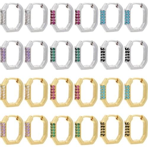 Earrings for Women 2020Skeleton Geometric Rectangular studded Metal Copper Ear Buckle Jewelry Fashion Micro-stud Earring