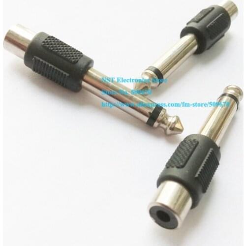 1/4" 6.35MM MONO MALE TO RCA FEMALE AUDIO ADAPTER JACK Connector/Free shipping/100PCS