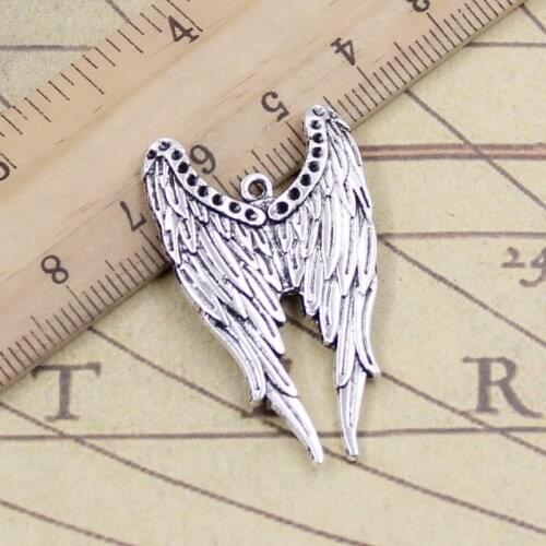 10pcs Charms Angel Wings 39x24mm Tibetan Bronze Silver Color Pendants Antique Jewelry Making DIY Handmade Craft Pendant