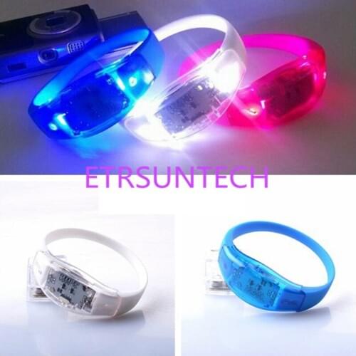 100pcs/lot Led Voice Control Bracelets Luminous Wristband Night Light Kids Toys glow In The Dark Party Accessories