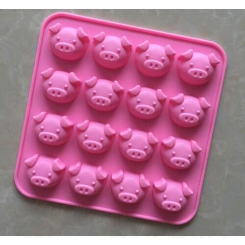 16 Hole Silicone Mold Cute Pig Head Shaped Chocolate Mold DIY Piggy Cake Mould Handmade Soap Molds SN3710