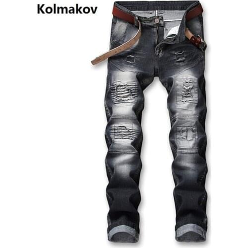 2020 spring ripped jeans for men Fashion Designer Denim Skinny Jeans mens Black broken holes mens casual Trousers size 28-40,42