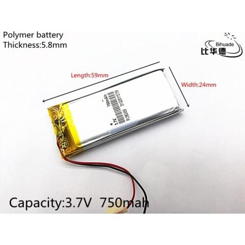 3.7V,750mAH,582459 PLIB; polymer lithium ion / Li-ion battery for GPS,mp3,mp4,mp5,dvd,bluetooth,model toy mobile bluetooth