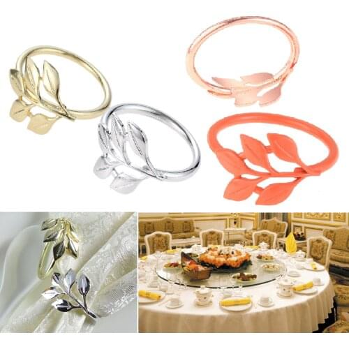 6Pcs Maple Leaves Type Napkin Rings Christening Banquet Alloy Table Dinner Serviette Buckle Holder Wedding Gift Party Decoration