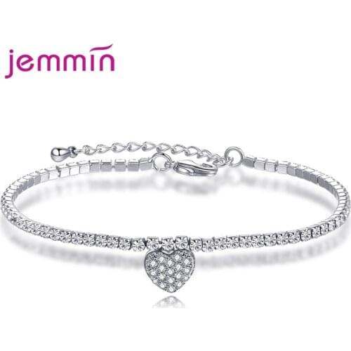 925 Sterling Silver Charm Bracelet for Beloved Women Girls Wedding Engagement Cute Romantic Style Heart Shape Best Gifts
