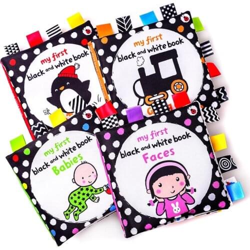 Baby Black And White Enlightenment Quiet Book Educational Toy Visual Excitement Animal Cloth Book 0-12 Months Baby Books