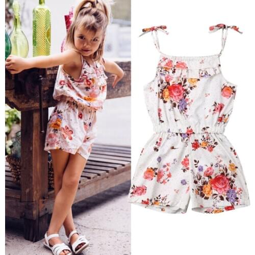 Baby Kids Girls Casual Floral Playsuit Shorts Jumpsuit Outfits Sets
