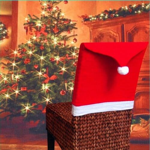 Home Textile Chair Cover Red Non Woven Cloth Christmas Hat Decorations Square Restaurants Chairs Covers 4pc/lot