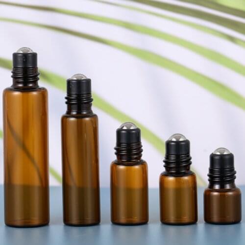 Essential Oil Dispensed Empty Bottle Portable Massage Perfume Cosmetic Brown Glass Container 1ml2ml3ml5ml10ml