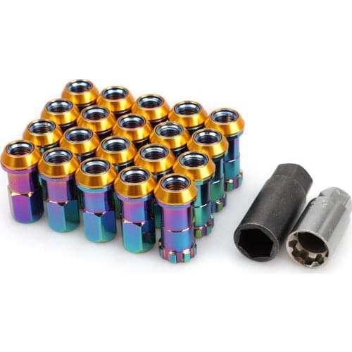 RACING 20pcs/set Project Kics Racing Composite R40 Steel Lock Anti Theft Wheel Lug Nuts M12x1.5 or M12x1.25 IRON Chrome Titanium