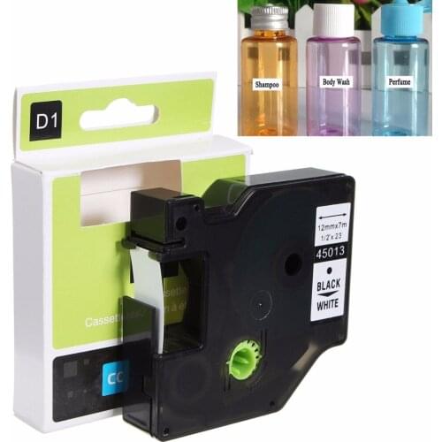 JX-LCLYL 1pc New 45013 Black on White Tape Cartridge 12mm