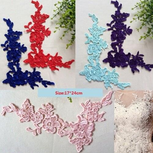 Red Blue White Water Soluble Polyester Lace Necklace Collar Applique Trim Neckline Lace for Garment Accessory-ZC