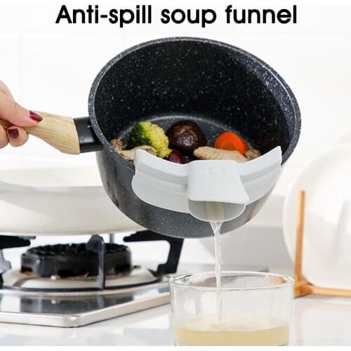 Kitchen Pot Silicone Liquid Funnel Anti-Spill Pour Soup Arc-shaped Spout Portable Filter Kitchen Pots Pans Jars Bowls Accessory