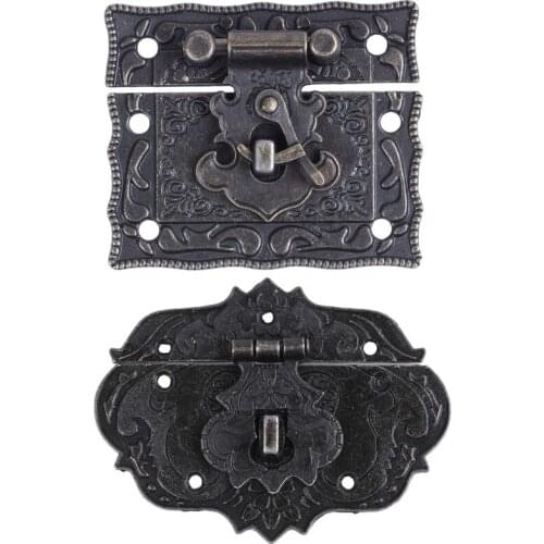 LBER 2x Wood Case Chest Box Rectangle Clasp Closure Hasp Latches Bronze Tone