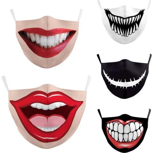 Hot Big Teeth Mouth Cosplay Womens Men Unisex Masks Adult Face-Protection Dustproof Street Spot Breathable Keep Warm Party Mask