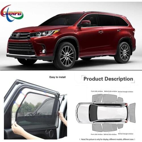 For Toyota Highlander 2015-2018 Car Full Side Windows Magnetic Sun Shade UV Protection Ray Blocking Mesh Visor Car Accessories