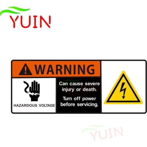 Cartoon Hazardous Voltage Can Cause Severe Injury or Death WARNING Car Sticker Creative PVC Auto Parts Waterproof Decal 12*5cm