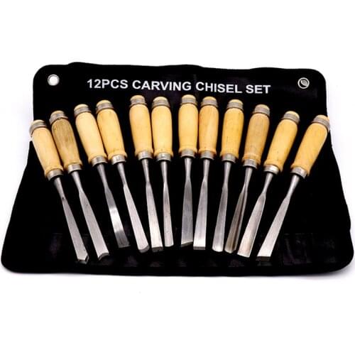 Professional 12PCS Manual Wood Carving Chisel Tool Set Jewelry Woodworking Carving knife Chisel DIY Hand Tools
