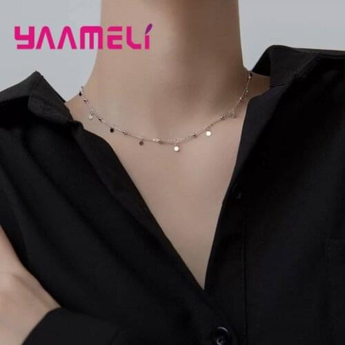 Real 925 Sterling Silver Bohemia Choker Necklace for Fashion Women Minimalist Fine Jewelry Cute Disk Accessories Gift