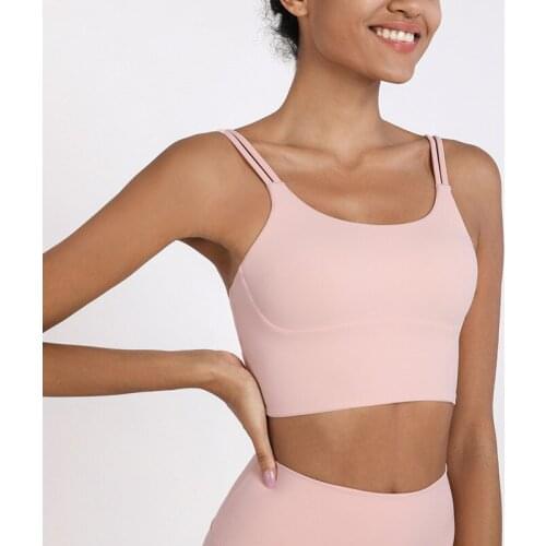 New thin belt beautiful back sports underwear womens solid color nude feeling shockproof yoga bra vest womens fitness underwea