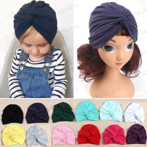 Newborn Infant Lovely Soft Cute Solid Knot Beanies Baby Gifts Baby Turban Boy Girl Cotton Blends Hat