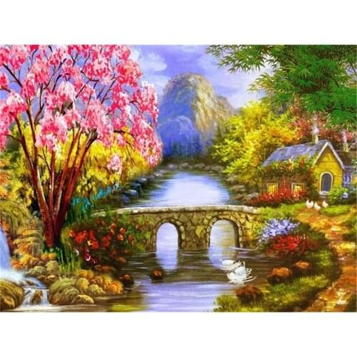 Scenery Landscape DIY Cross Stitch Embroidery 11CT Kits Craft Needlework Set Printed Canvas Cotton Thread Home Dropshipping