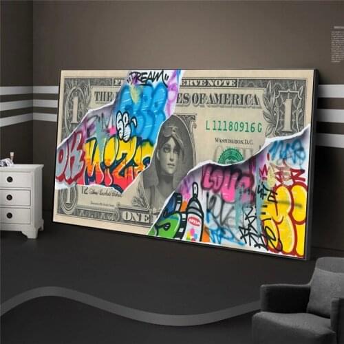 Graffiti Art Dollars Money Poster Canvas Painting Cuadros Posters Print Wall Art for Living Room Home Decor Wall Decor