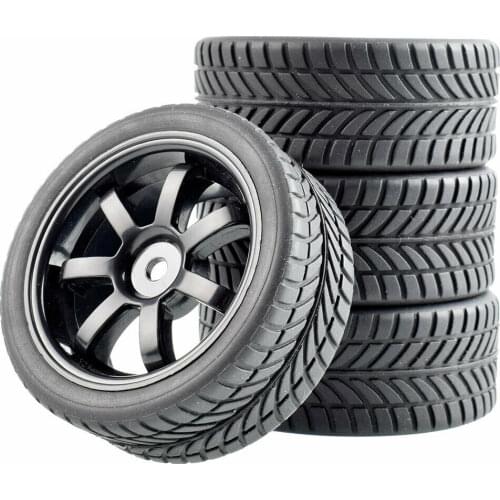 RC 9005-6085 Grip Tires & Wheel 4PCS For HSP HPI 1/10 1:10 On-Road Speed Car