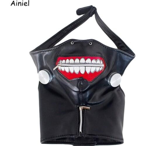 Clearance Tokyo Ghoul 2 Mask High Quality Cosplay Kaneki Ken Cosplay Adjustable Zipper Masks Props PU Leather Cool Mask Blinder