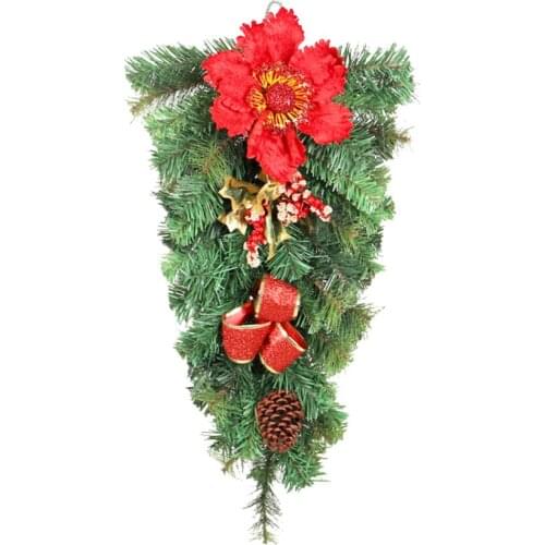 Christmas Swag Bows Upside Down Tree PVC Pine Needle Pendant Ribbons Pendants Simulation Plants Ornaments Artificial Flowers