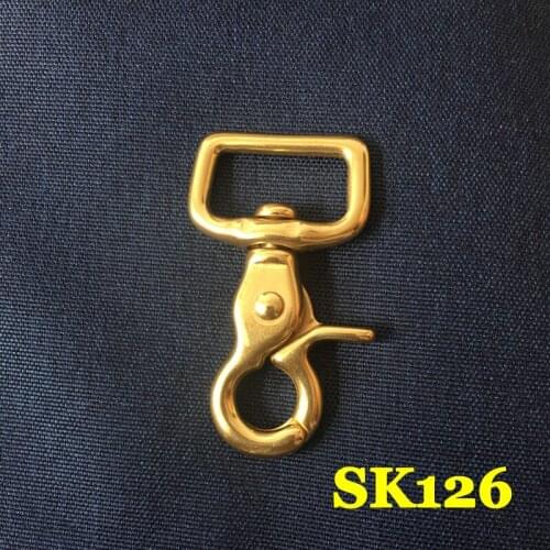 SK126) 2pc Solid Brass Spring Snap Hook Swivel Clasp Key Ring Chain Hardware