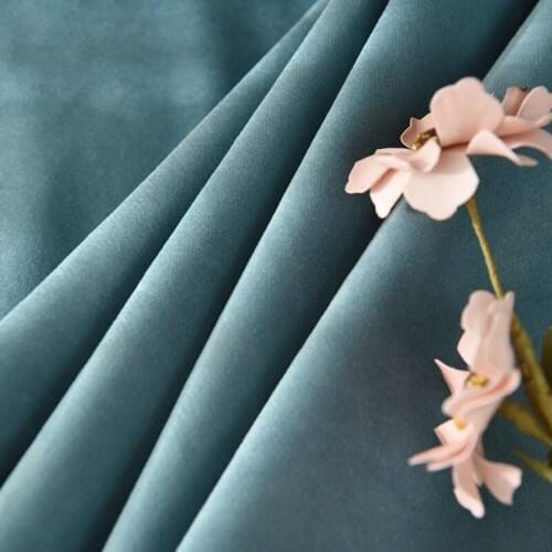 The Nordic Light Luxury Curtains for Living Room Bedroom Velvet Light-Shielding Velvet Haze Blue Upscale Solid Color