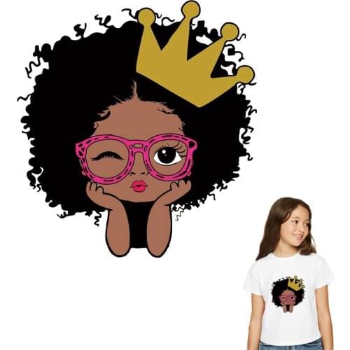Black Queen Iron-On Transfer For Clothing DIY A-Level Washable Pacthes For Clothing Black Girl Thermal Sticker Applique Decor